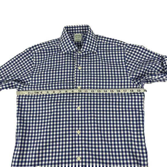 Mens Brooks Brothers Non-Iron Long Sleeve Button Up Shirt Size 15-33 Blue Check - Picture 3 of 7